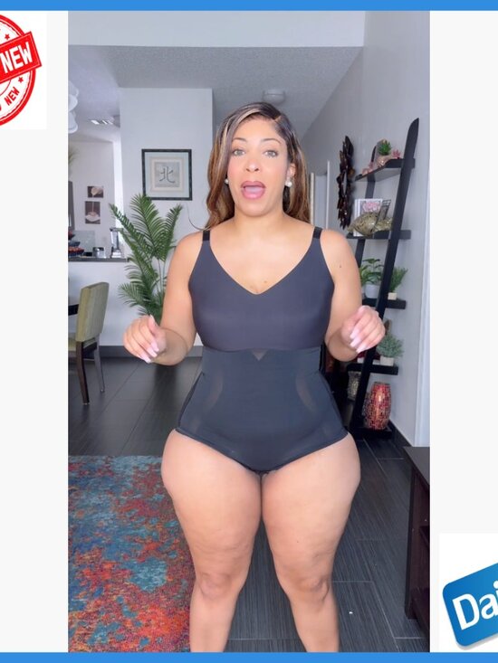 Tummy Control Bodysuit Butt Lifter Shapewear Steel Bones V-Neck - Picture 6 of 7